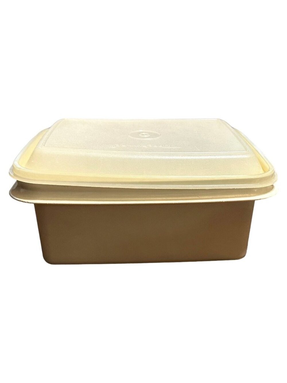Vintage Tupperware Freeze-n-Save Ice Cream Keeper 1254 Almond Bottom 1255 Sheer